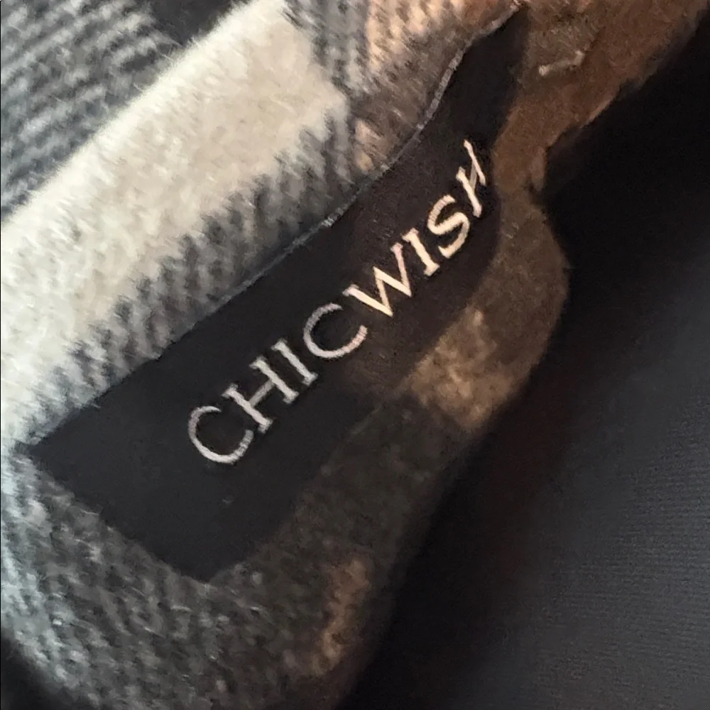 Chicwish Gray and Cream Checkered Coat - Picture 2 of 3